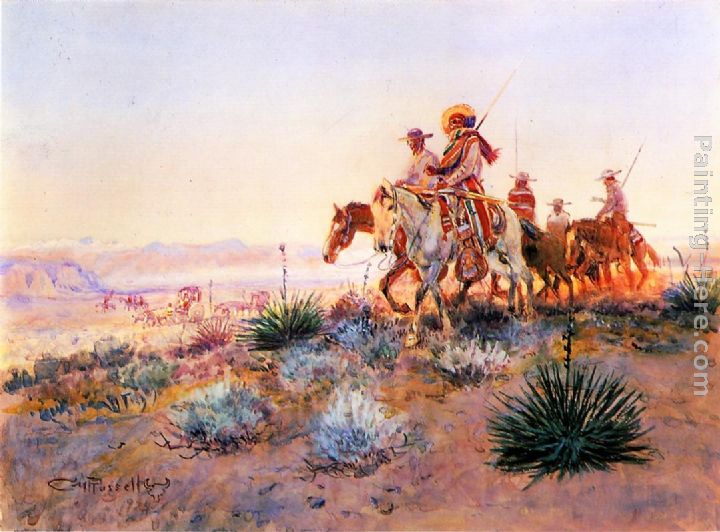 Mexican Buffalo Hunters painting - Charles Marion Russell Mexican Buffalo Hunters art painting